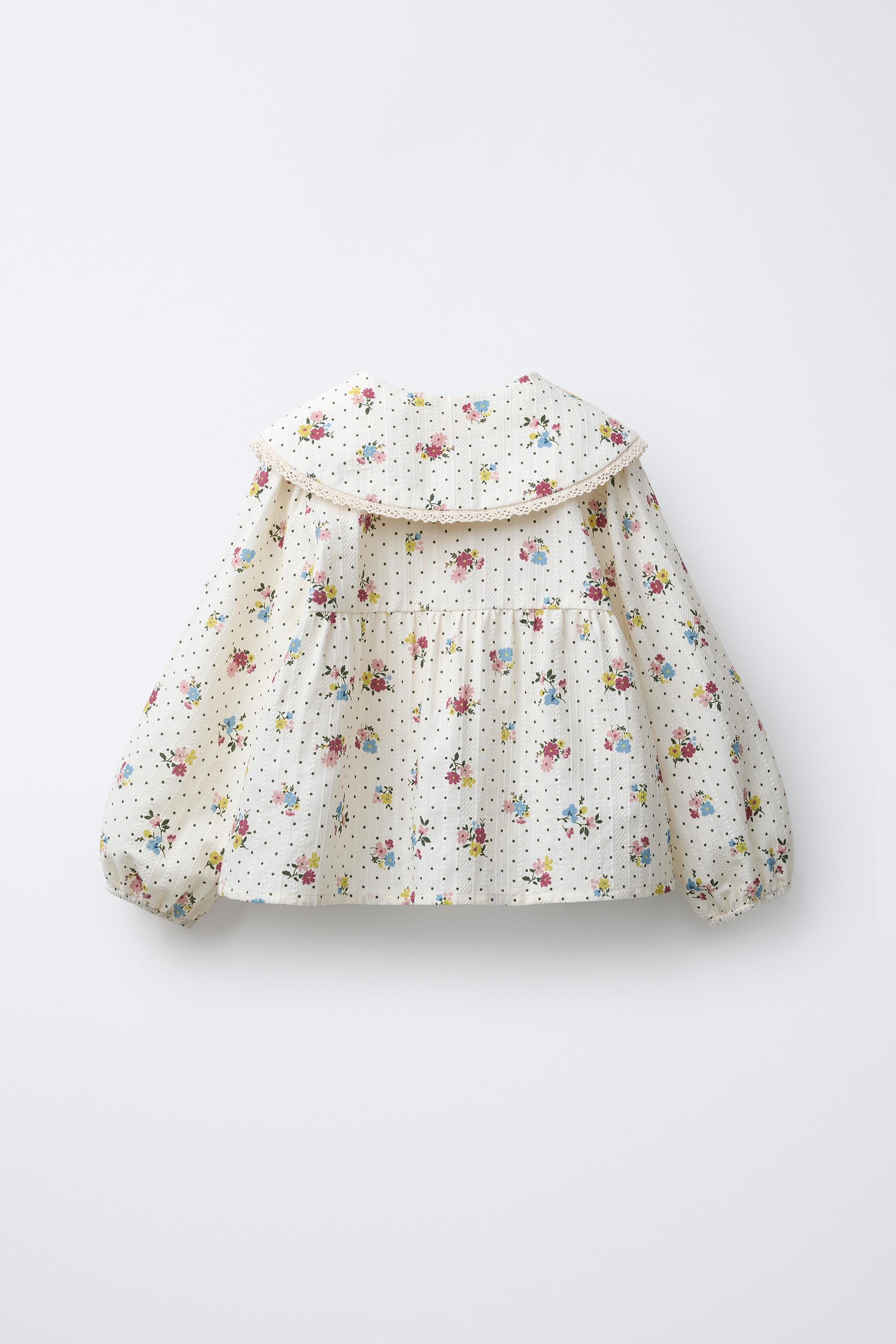 LACE TRIM FLORAL PRINT SHIRT